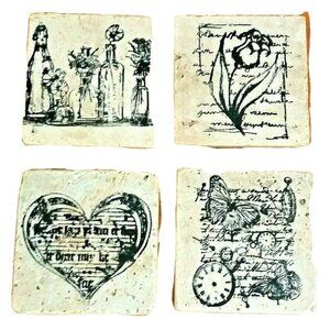 Decorative Natural Rustic Coasters Stone Tile Set of 4